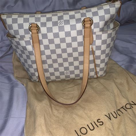 louis vuitton white checkered bag replica